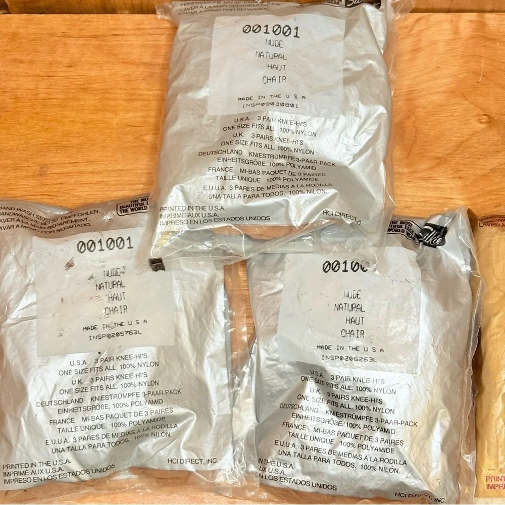 Vintage Lot Of 6 Silkies 3 Nude Knee Hi’s/ 2 Cream 1 Black Trouser Socks O/S